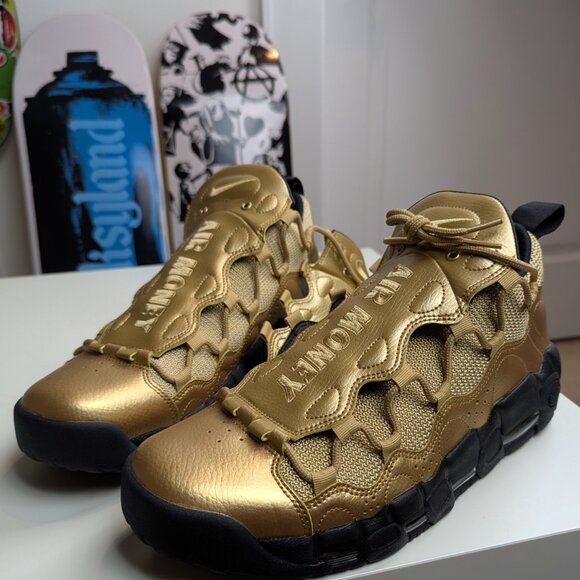 Nike Air More Money "Metallic Gold Black" Size US Men's 10 Shoes MAX UPTEMPO - Picture 6 of 6